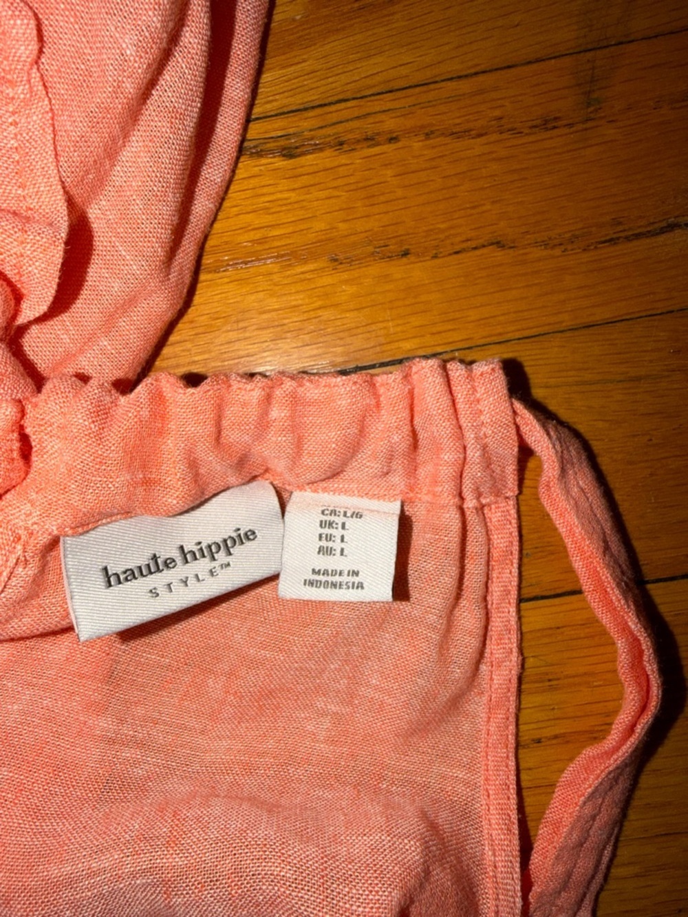 Haute Hippie Coral Pink Wide-Leg Linen Jumpsuit - Picture 6 of 7